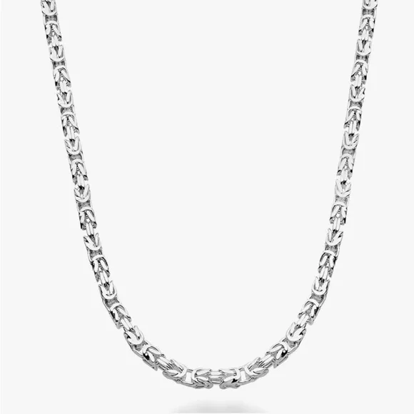 Italian Solid 925 Sterling Silver 3mm Square Byzantine Chain Unisex Necklace - Picture 10 of 12